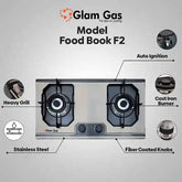 Glam Gas (Food book F2) Steel Pan Supports Easy Clean (Natural Gas LPG) Brand Warranty